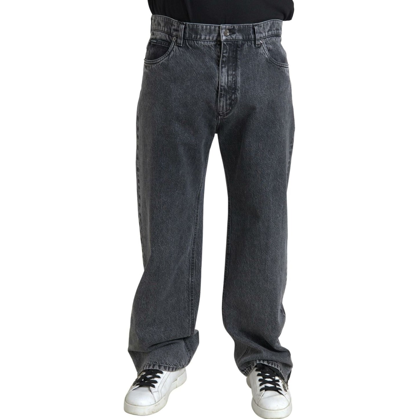 Elegant Dark Grey Straight Denim Jeans