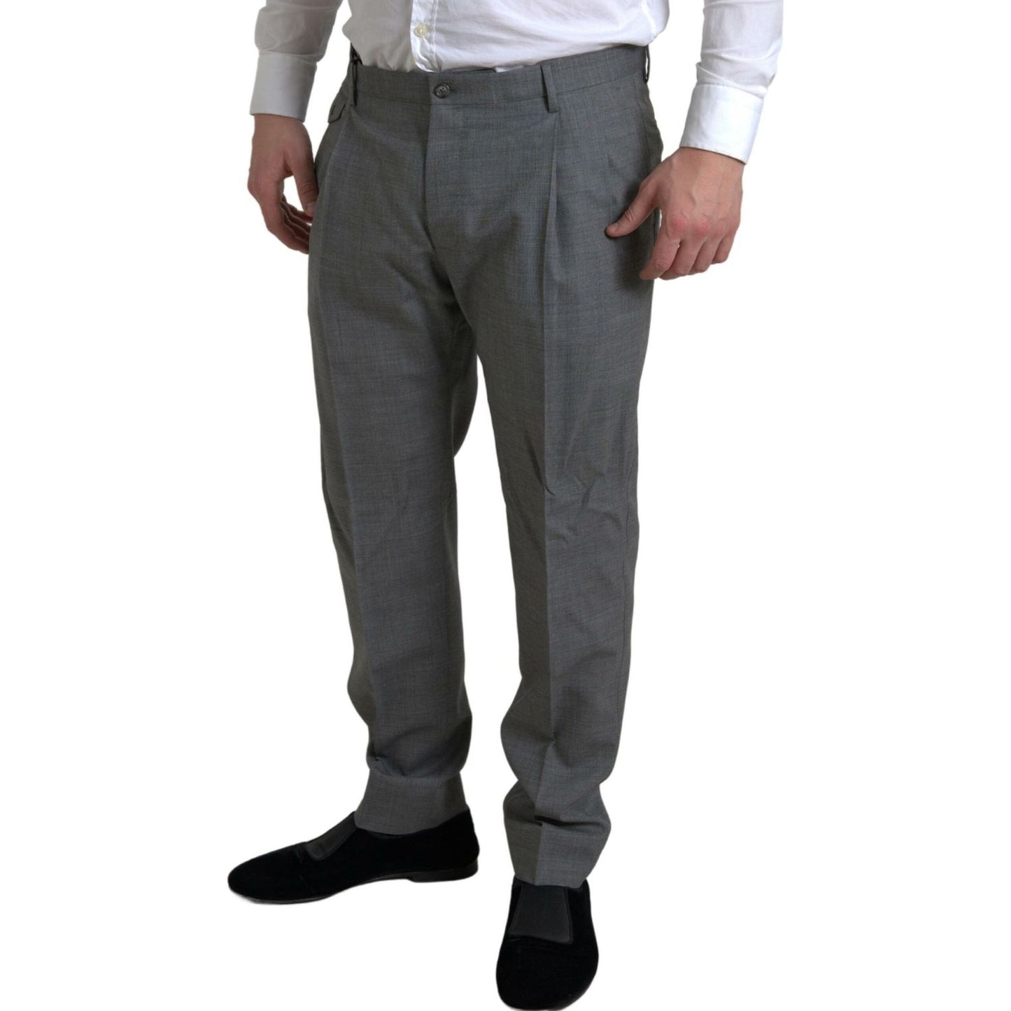 Dolce & Gabbana Gray Wool Chino Skinny Men Dress Trouser Pants