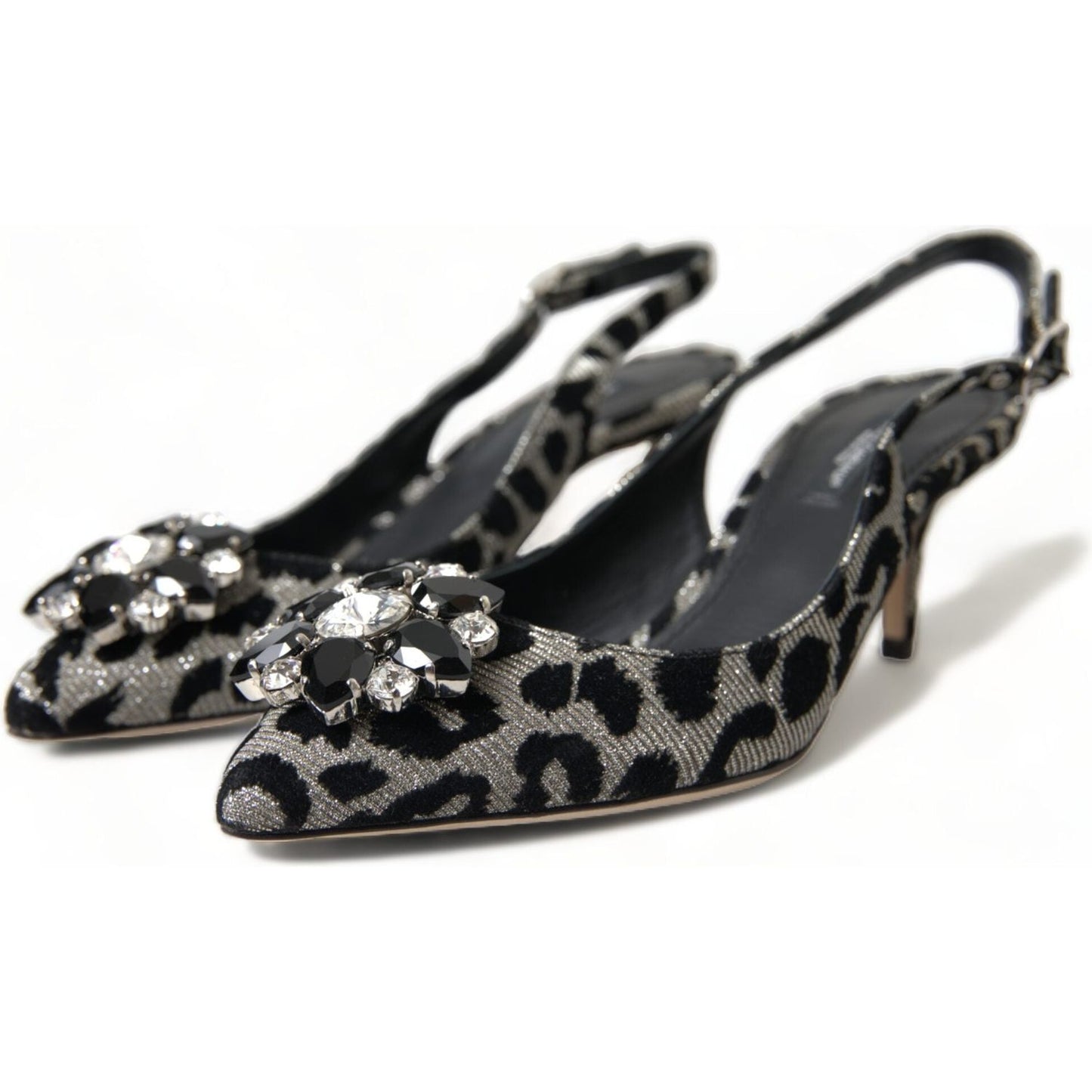 Crystal Leopard Slingback Heels Pumps