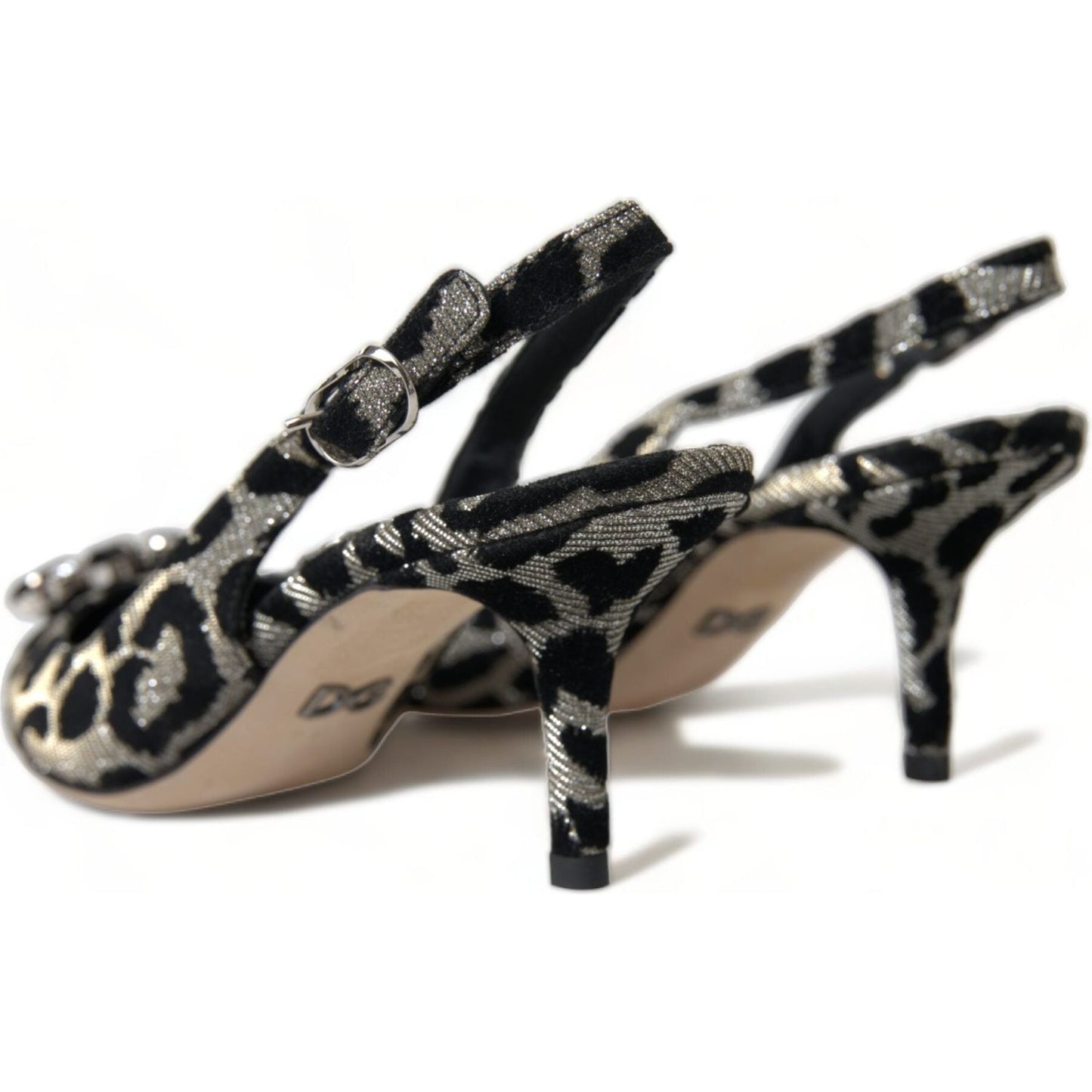 Crystal Leopard Slingback Heels Pumps