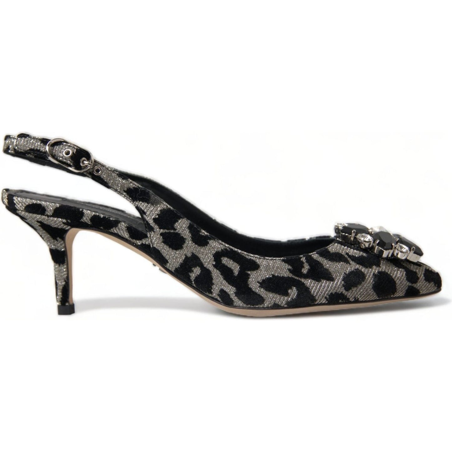 Crystal Leopard Slingback Heels Pumps