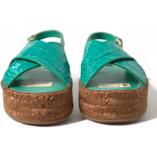 Elegant Green Espadrille Platform Sandals