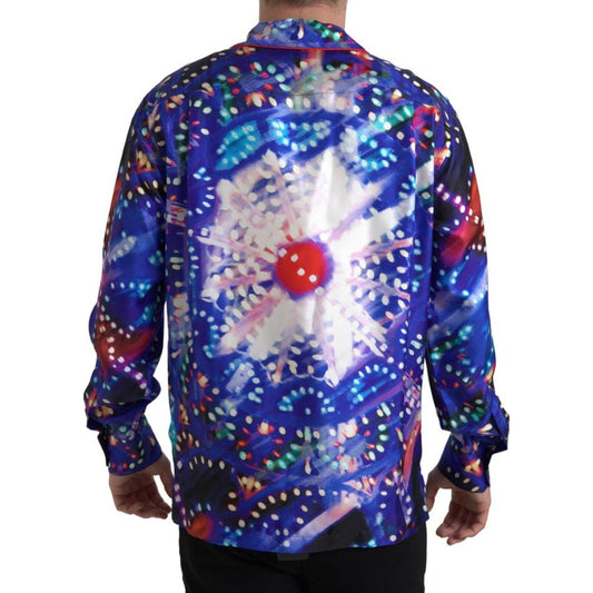 Psychedelic Print Silk Pajama Shirt