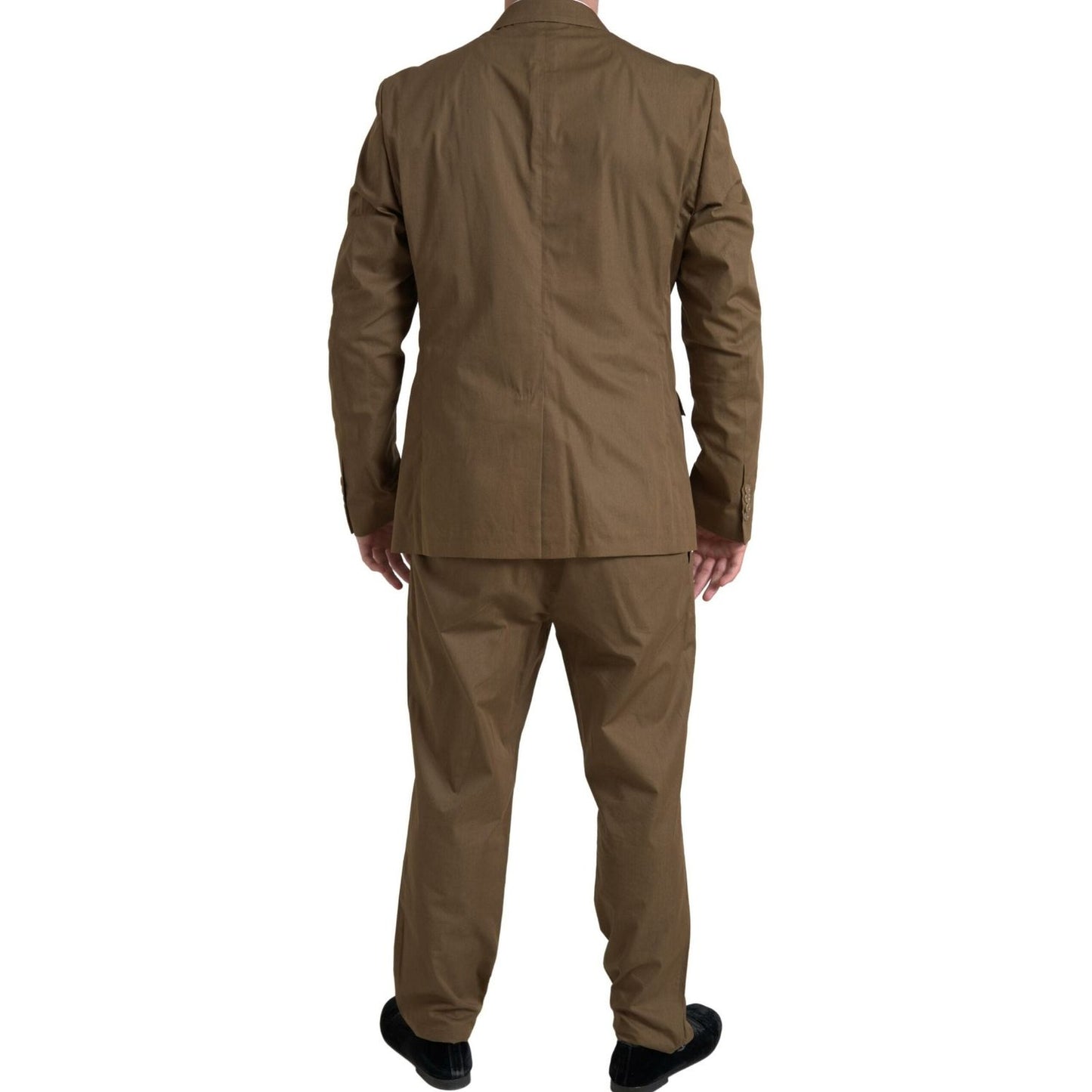 Elegant Brown Silk Blend Taormina Suit