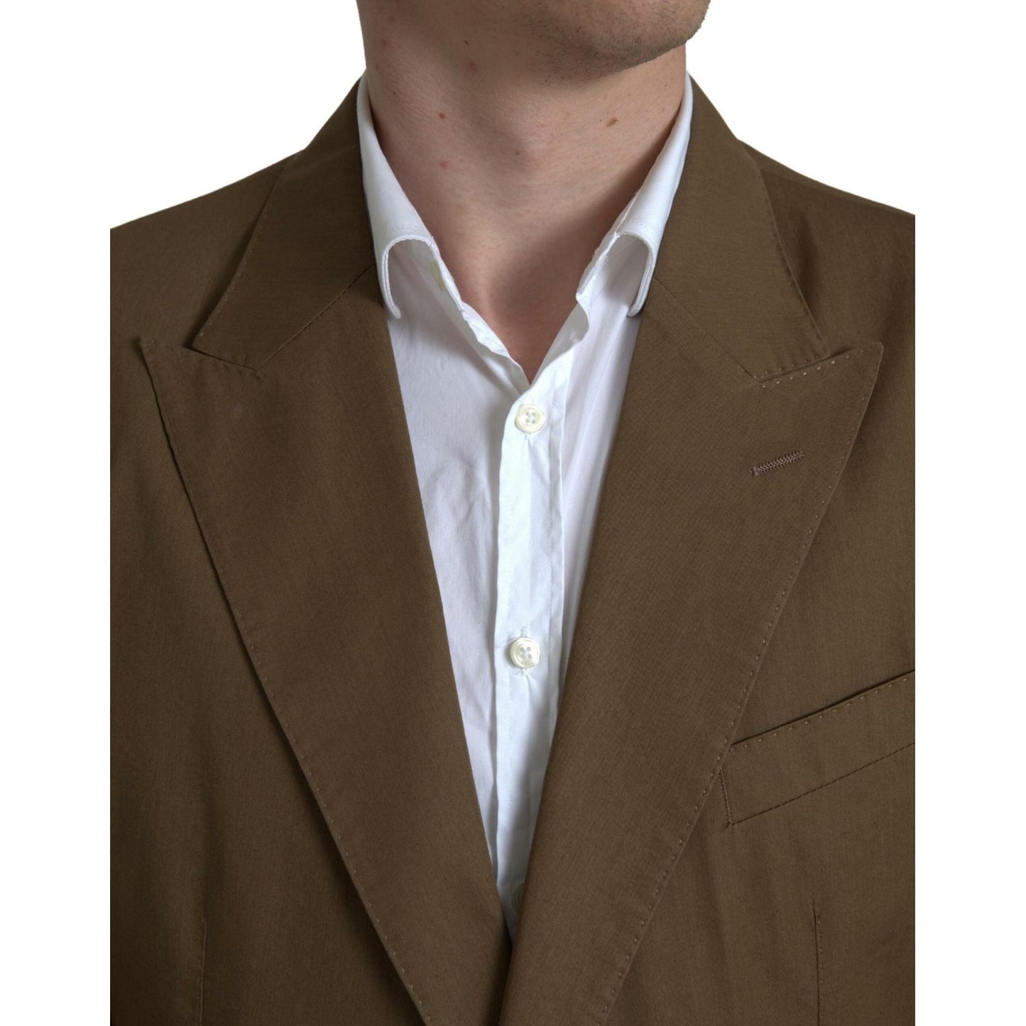 Elegant Brown Silk Blend Taormina Suit