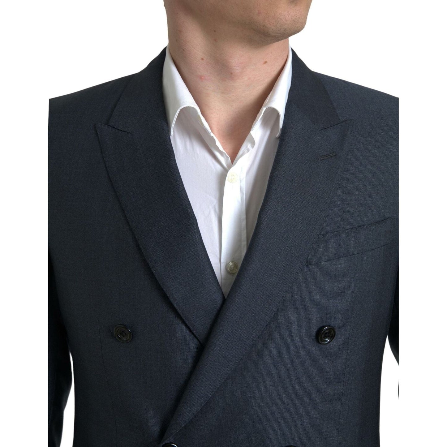 Elegant Blue Silk Blend Martini Suit