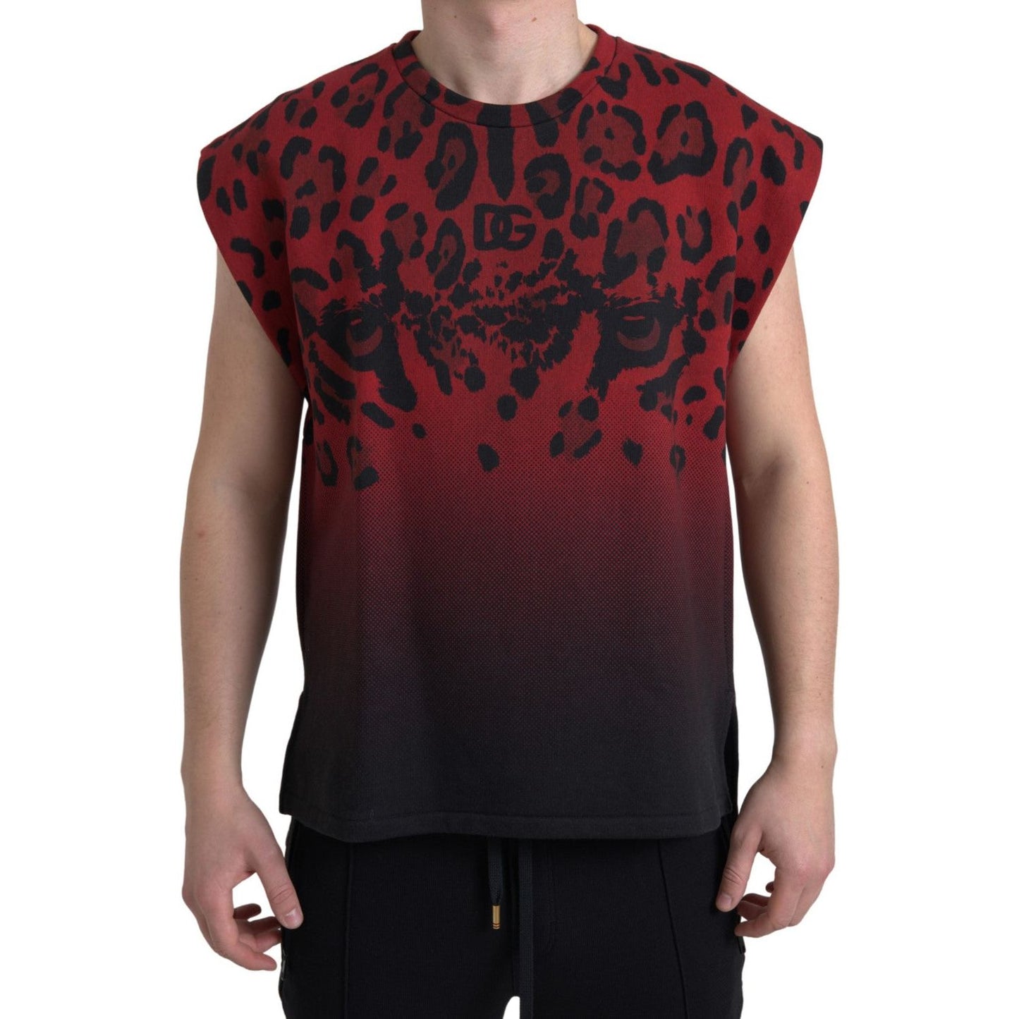 Red Leopard Print Cotton Tank Top