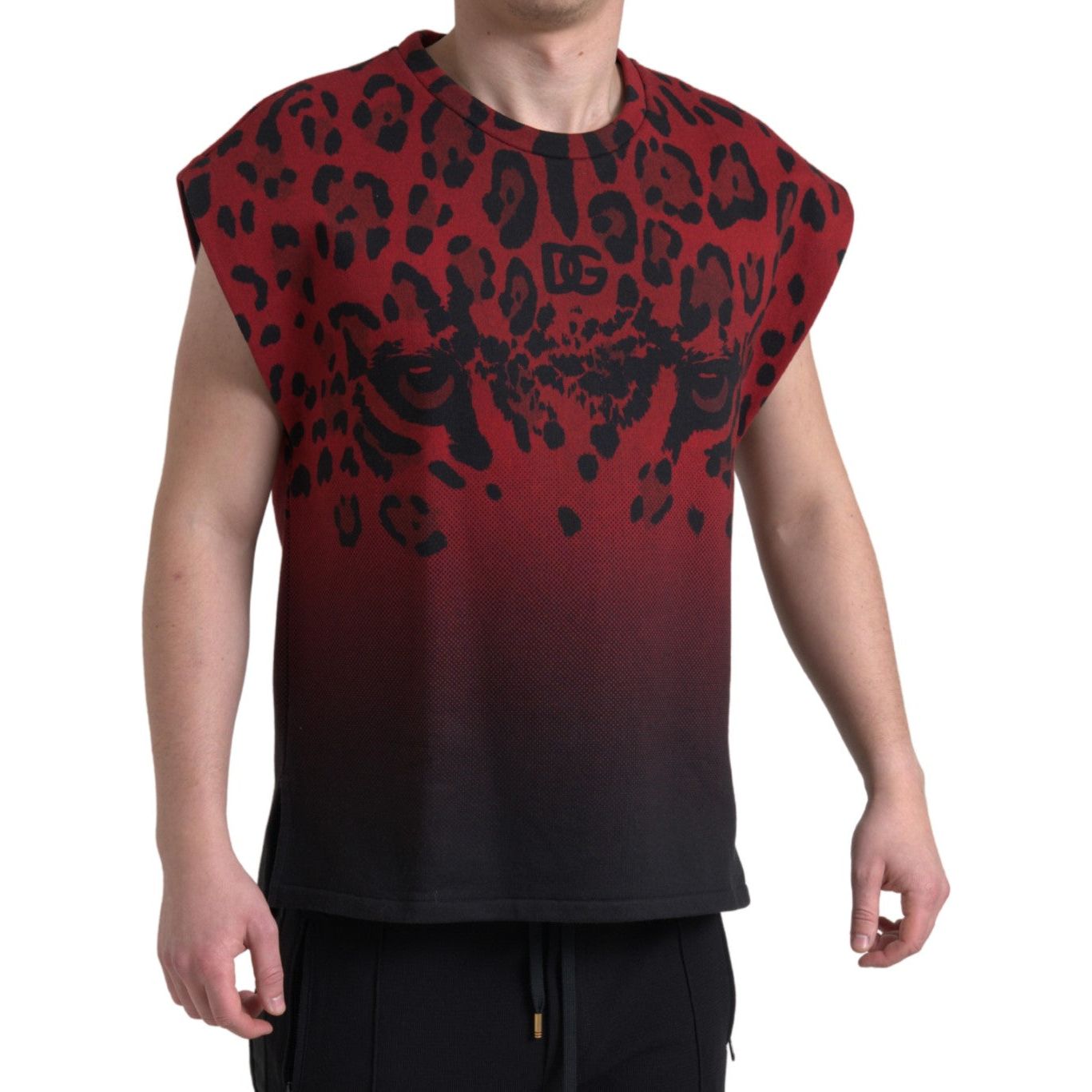 Red Leopard Print Cotton Tank Top