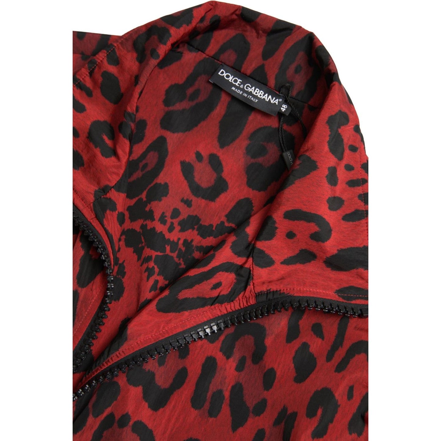 Red Leopard Zip Sweater Jacket