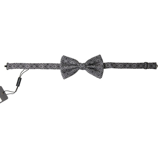 Elegant Black & White Silk Bow Tie