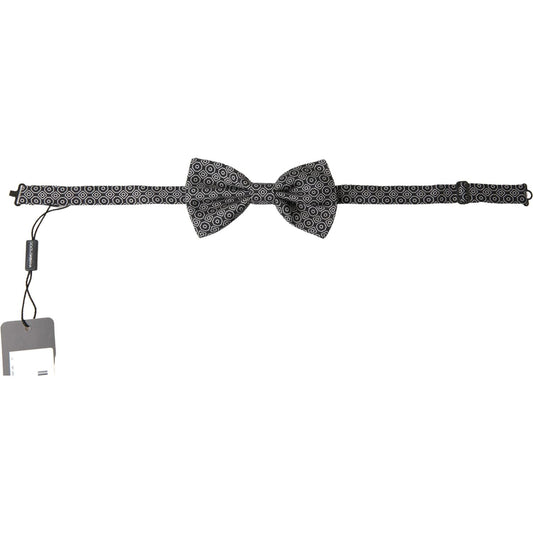 Elegant Black and White Silk Bow Tie