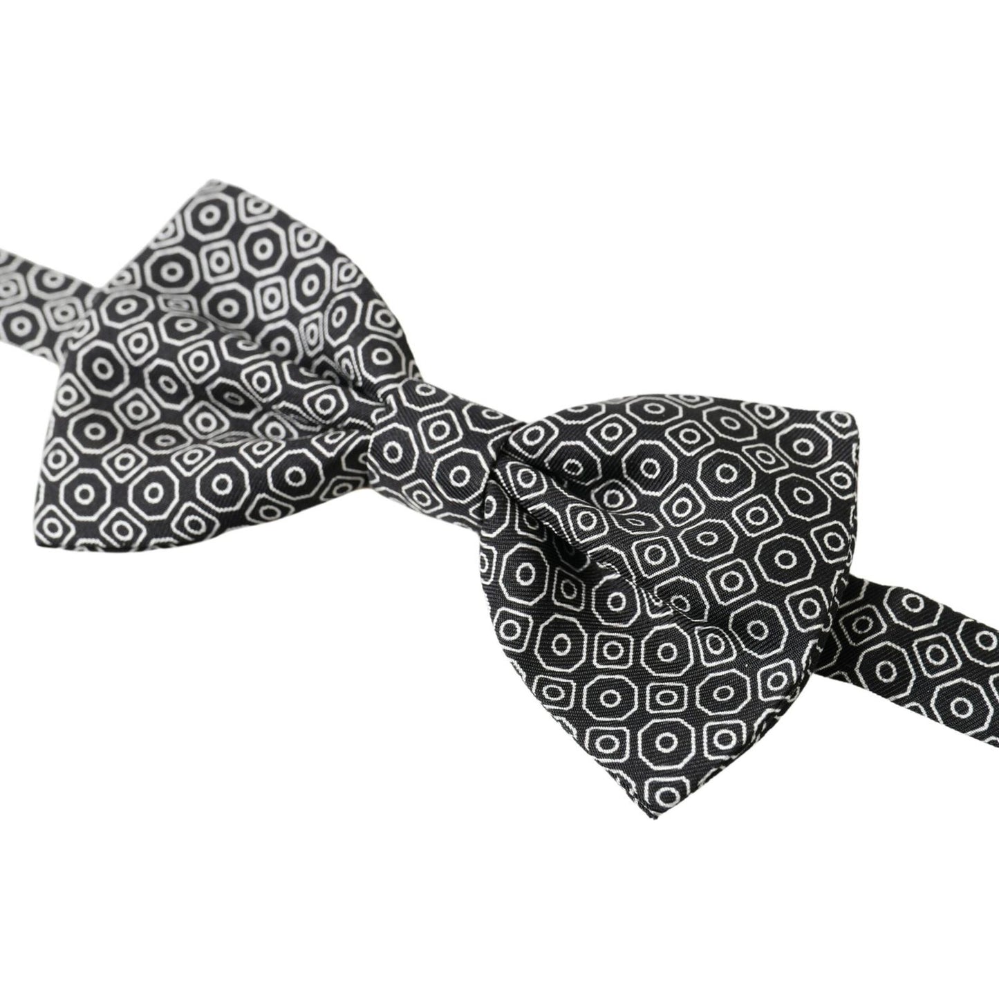 Dolce & Gabbana Black White Pattern Adjustable Neck Papillon Bow Tie