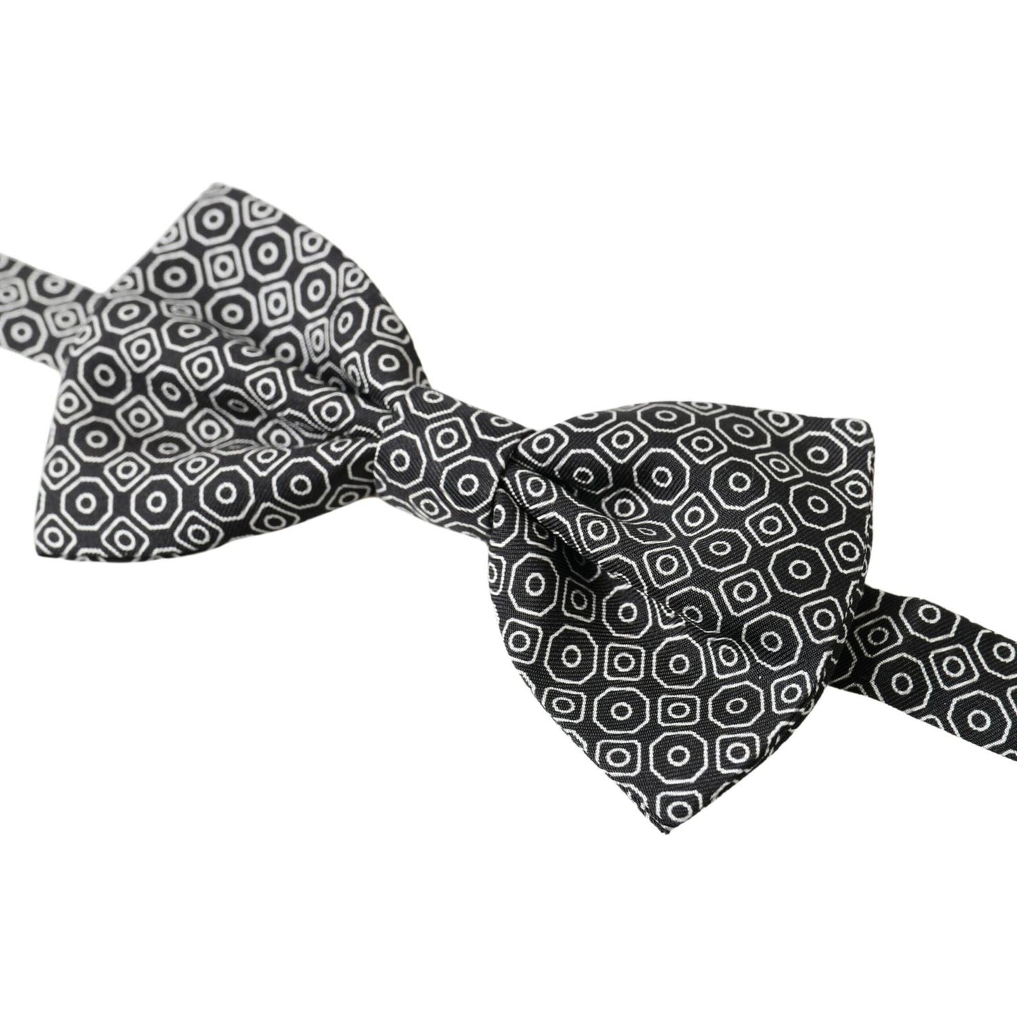 Elegant Black and White Silk Bow Tie