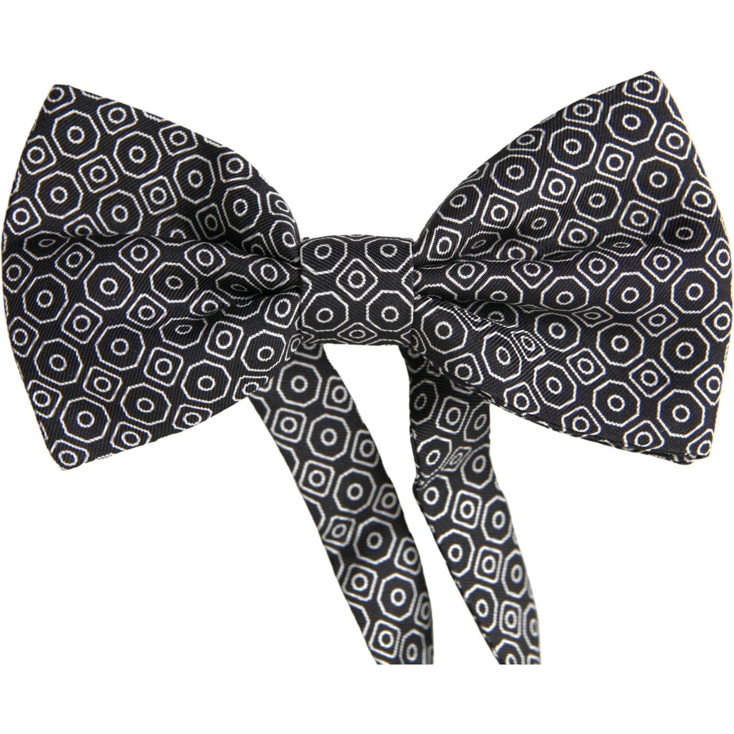 Elegant Black and White Silk Bow Tie