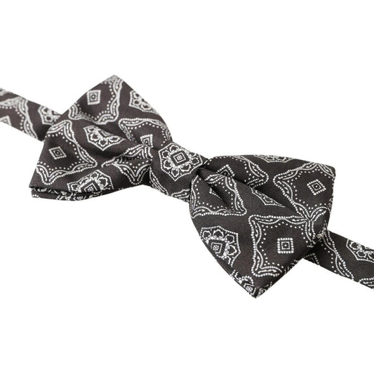 Elegant Silk Tied Bow Tie in Black & White