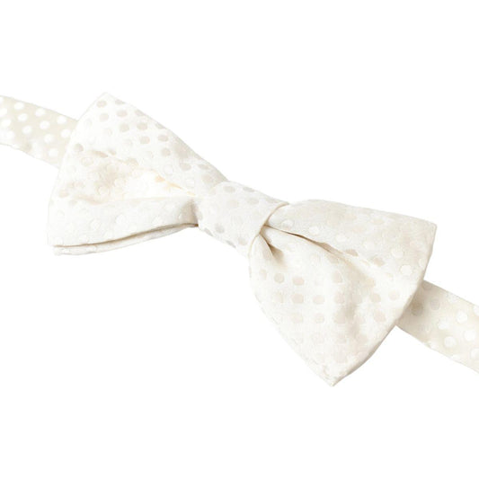 Elegant Ivory Fantasy Pattern Silk Bow Tie