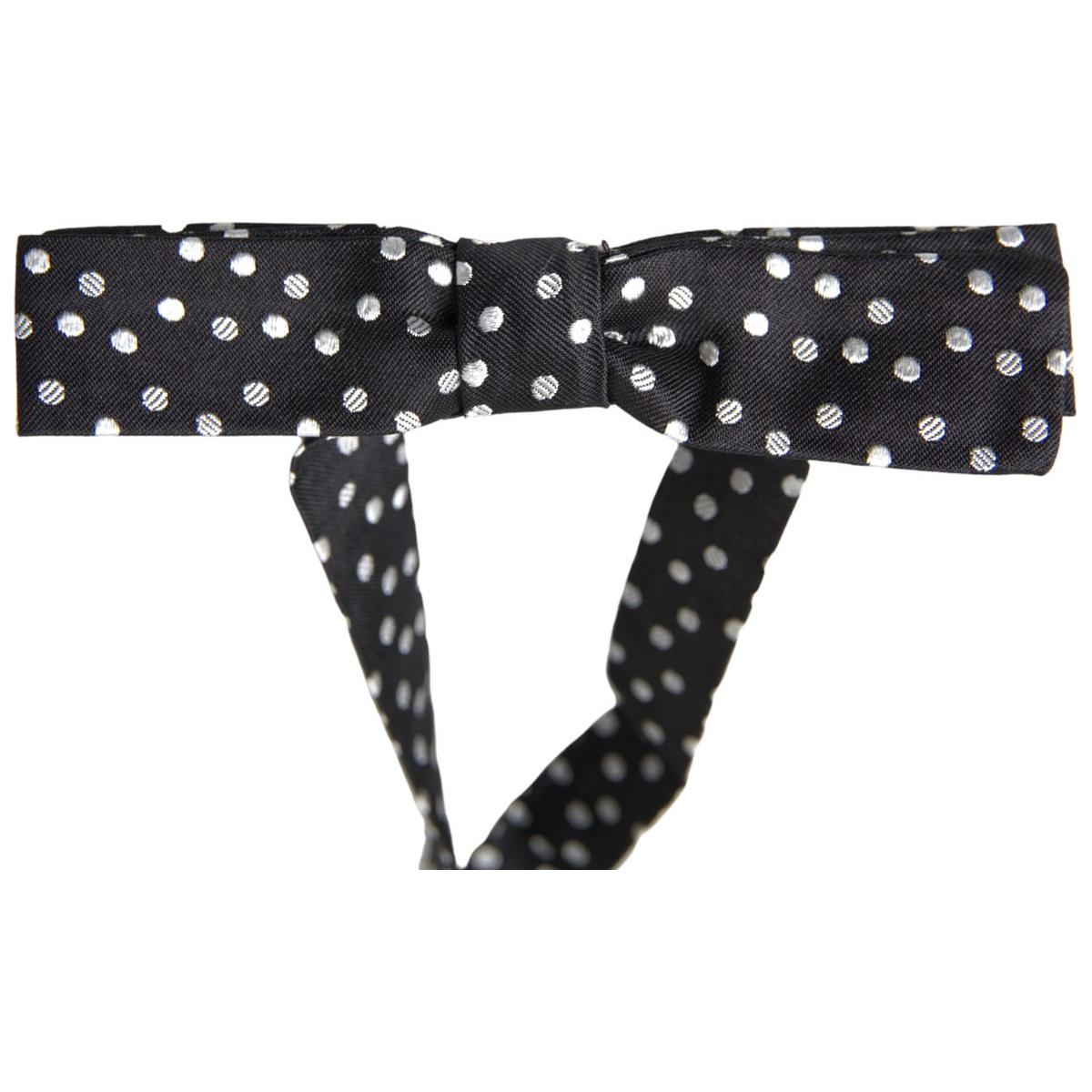 Elegant Black Silk Bow Tie with Logo Detail