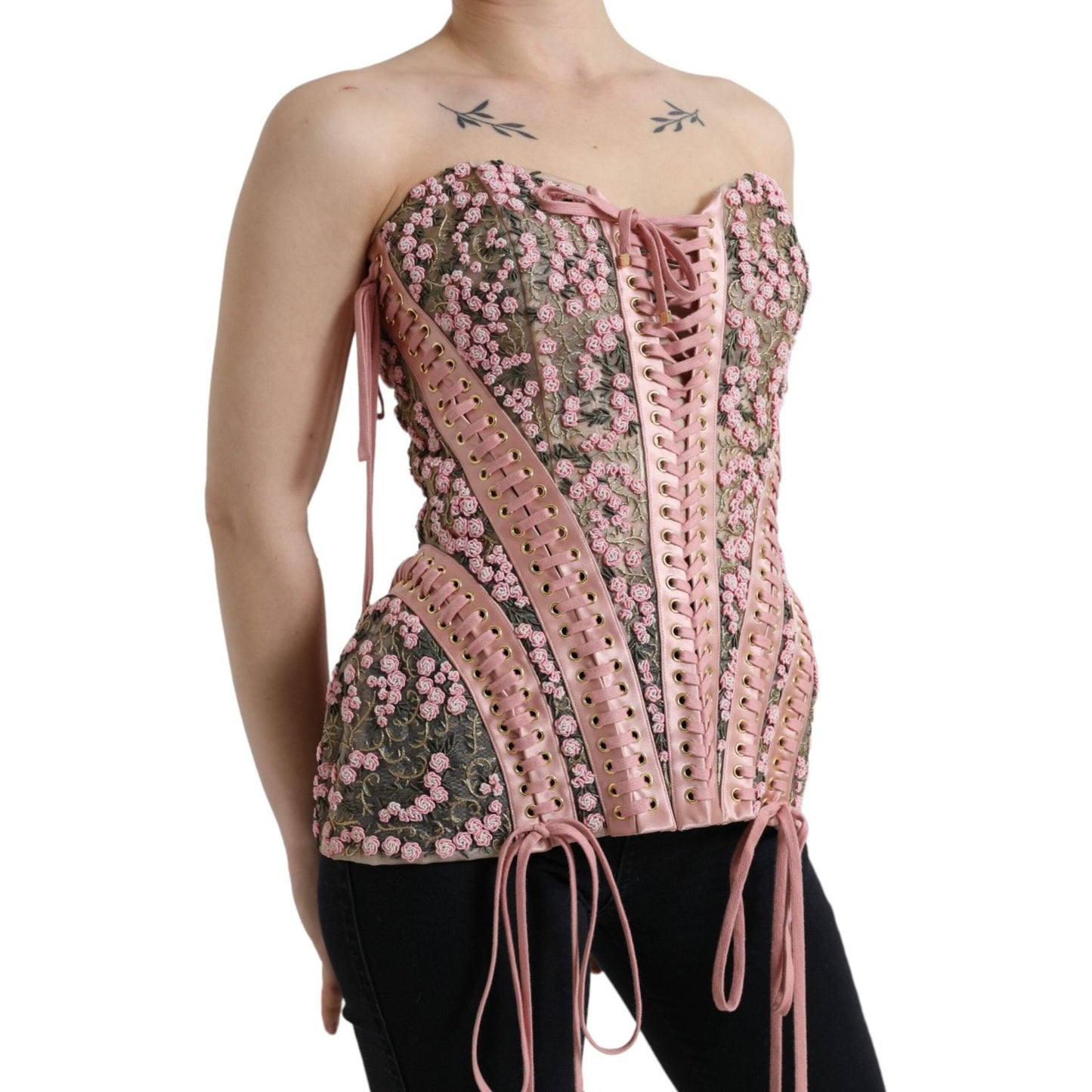 Silken Nylon Bustier Corset Top in Pink