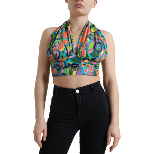 Elegant Silk Blend Halter Cropped Top