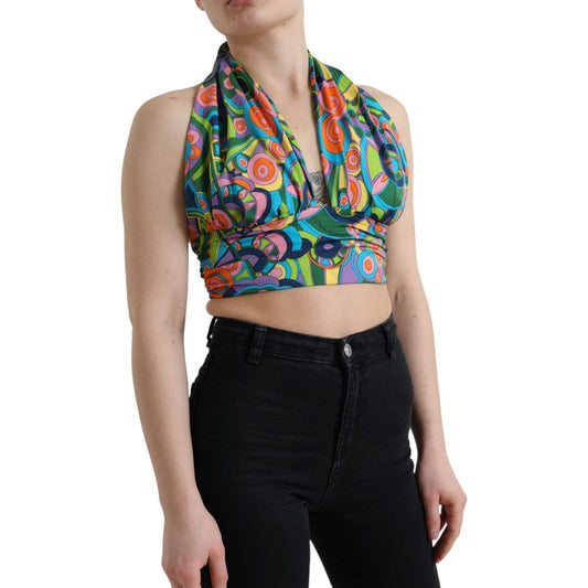 Elegant Silk Blend Halter Cropped Top