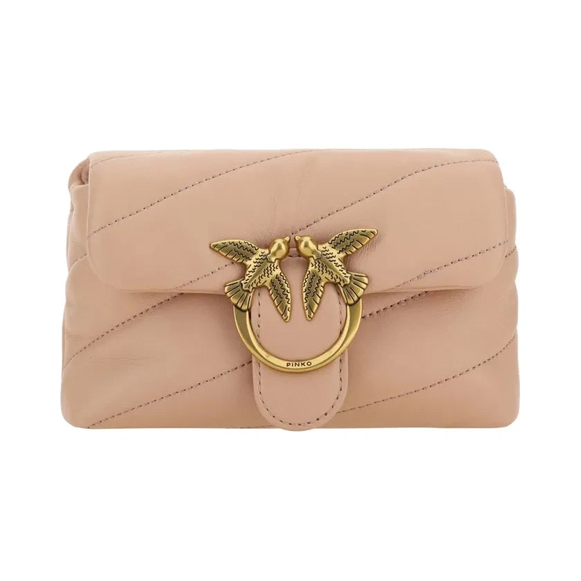 Chic Blush Quilted Crossbody Love Puff Bag