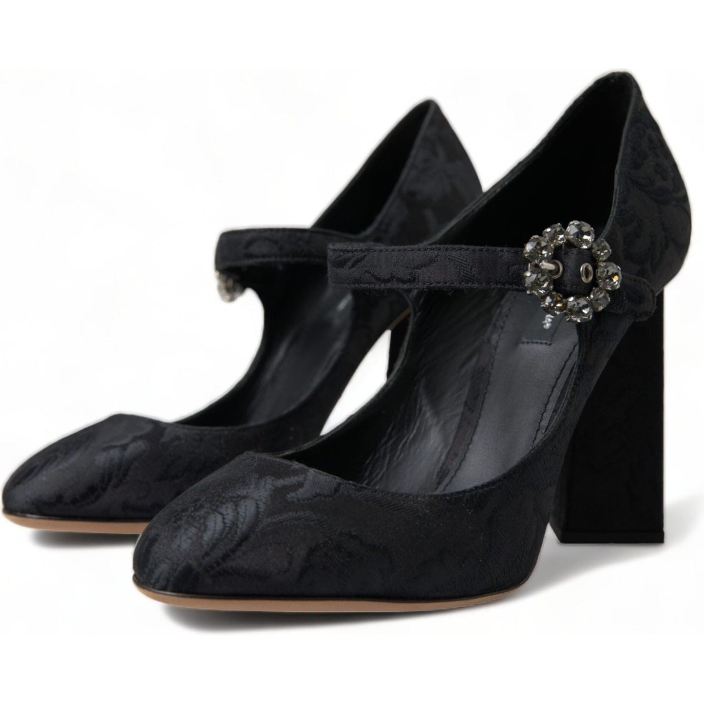 Chic Black Brocade Mary Janes Pumps