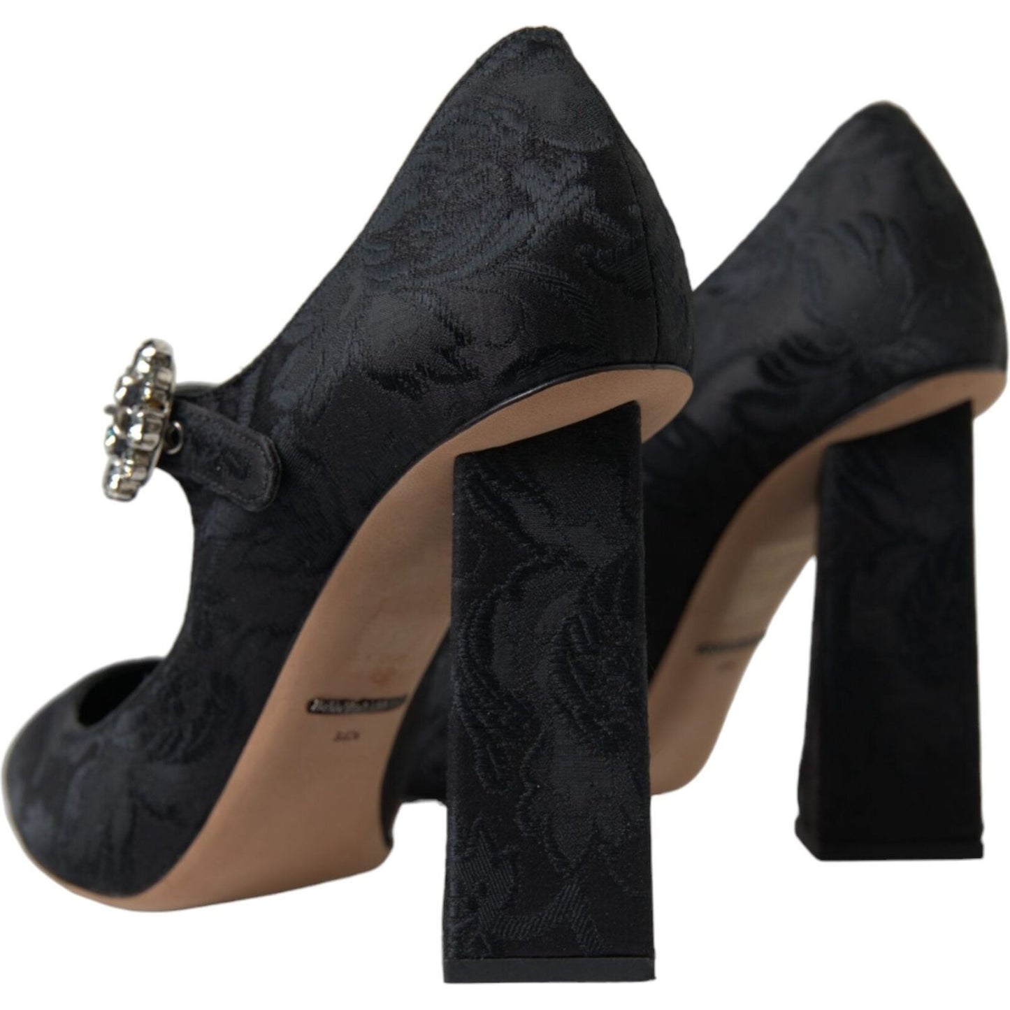 Chic Black Brocade Mary Janes Pumps