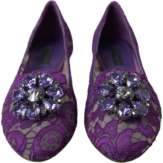 Dolce & Gabbana Elegant Floral Lace Vally Flat Shoes Dolce & Gabbana