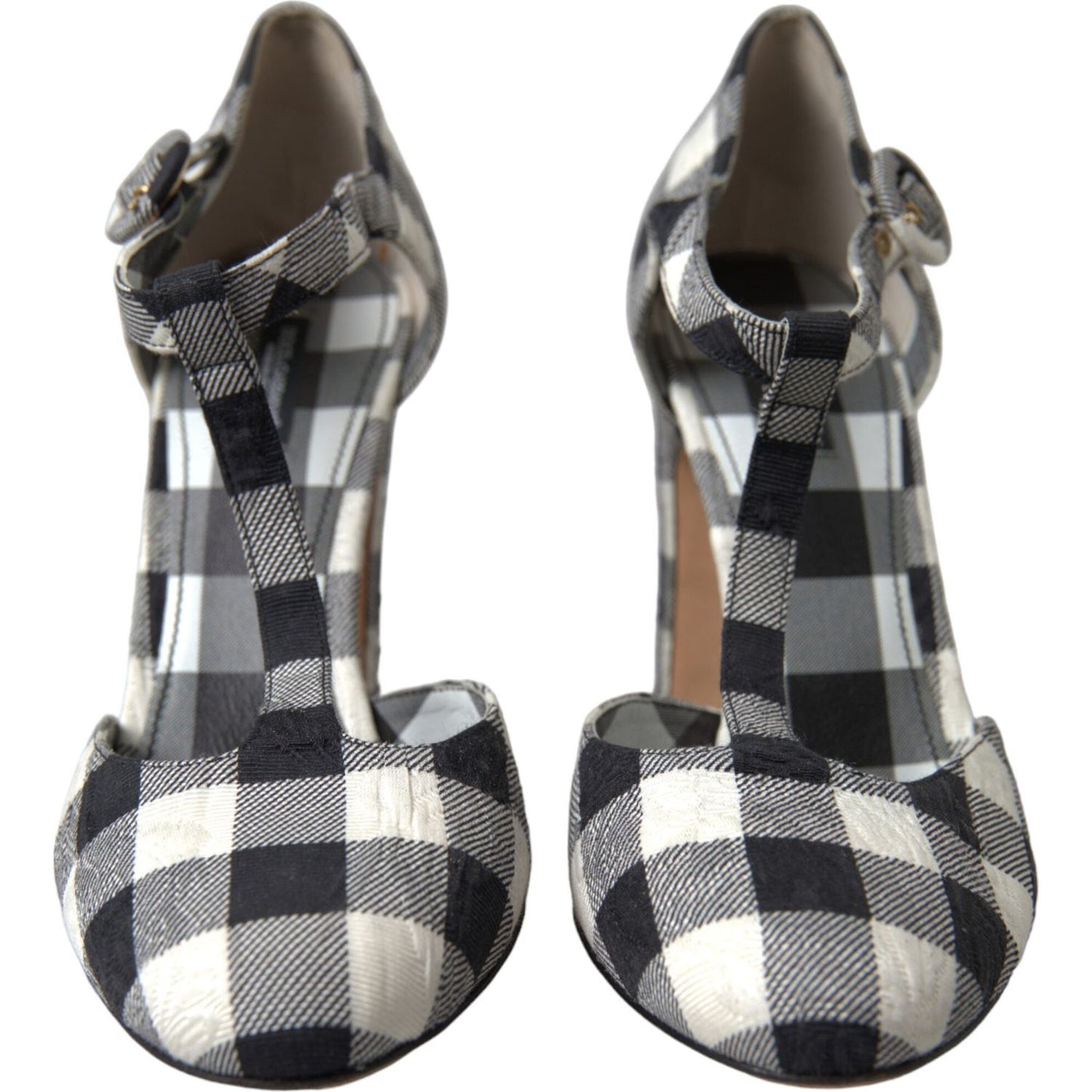 Chic Gingham T-Strap Pumps: Timeless Mary Jane Heels