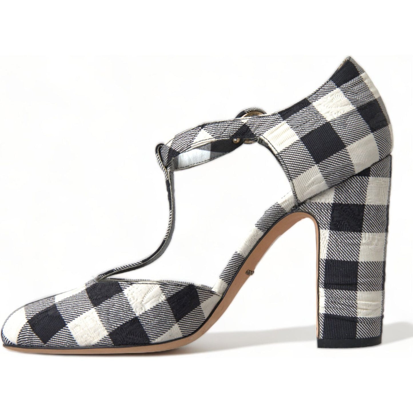 Chic Gingham T-Strap Pumps: Timeless Mary Jane Heels