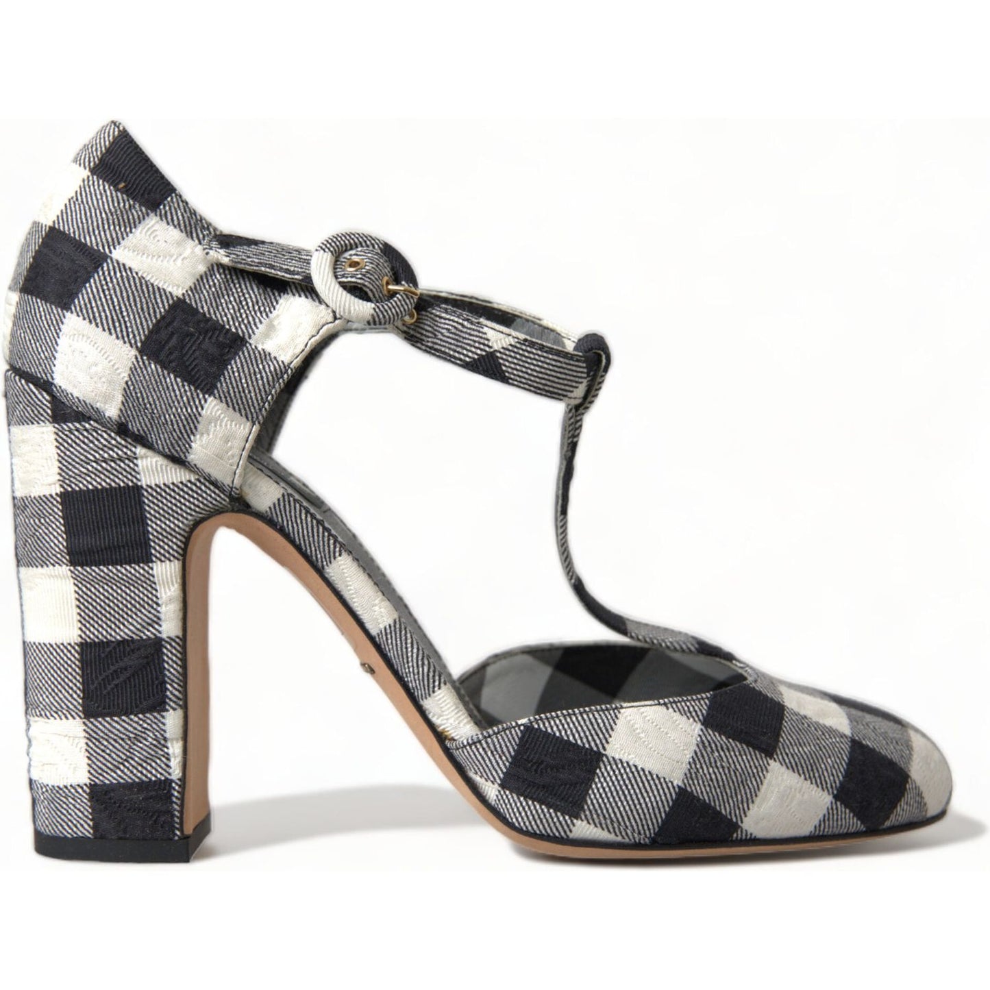 Chic Gingham T-Strap Pumps: Timeless Mary Jane Heels