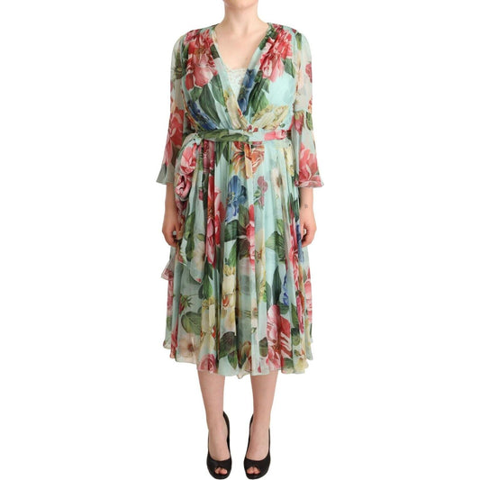 Floral Silk Midi Wrap Dress