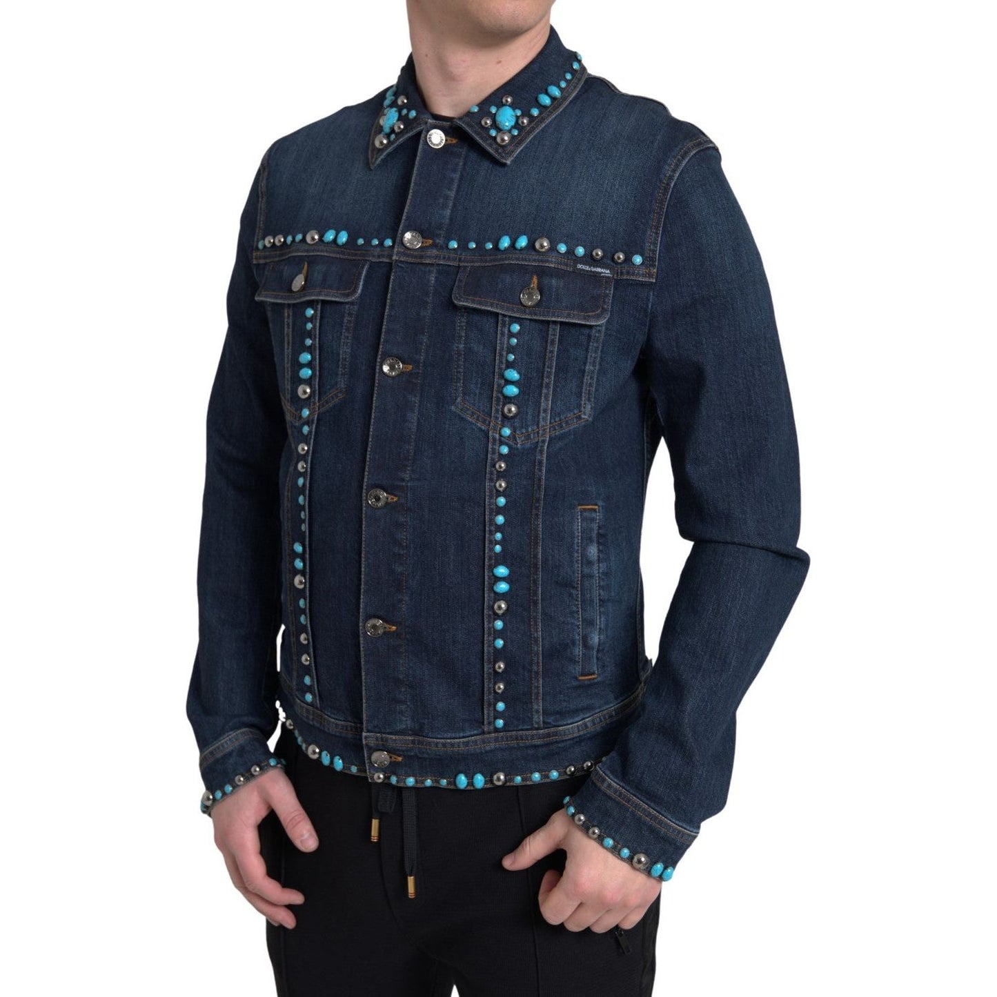 Embellished Turquoise Denim Jacket