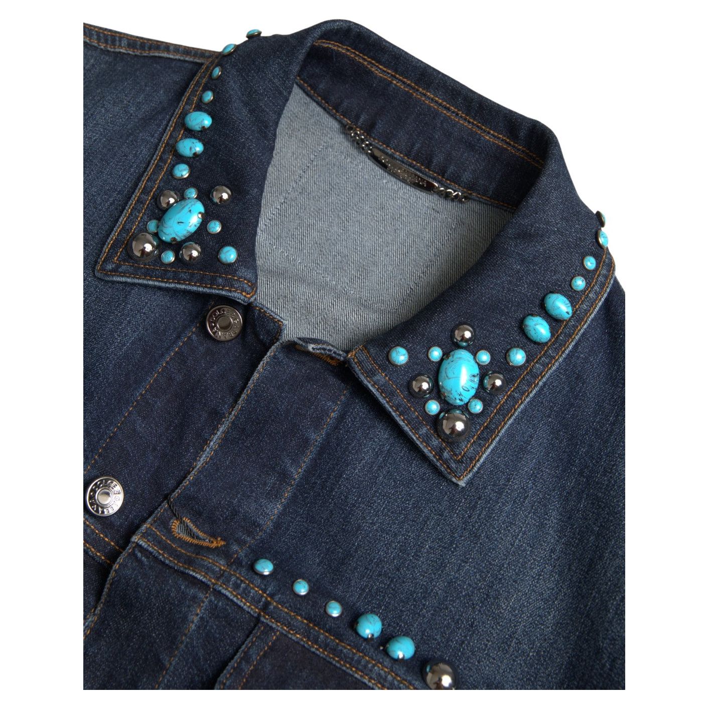 Embellished Turquoise Denim Jacket