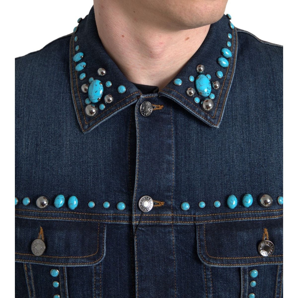 Embellished Turquoise Denim Jacket