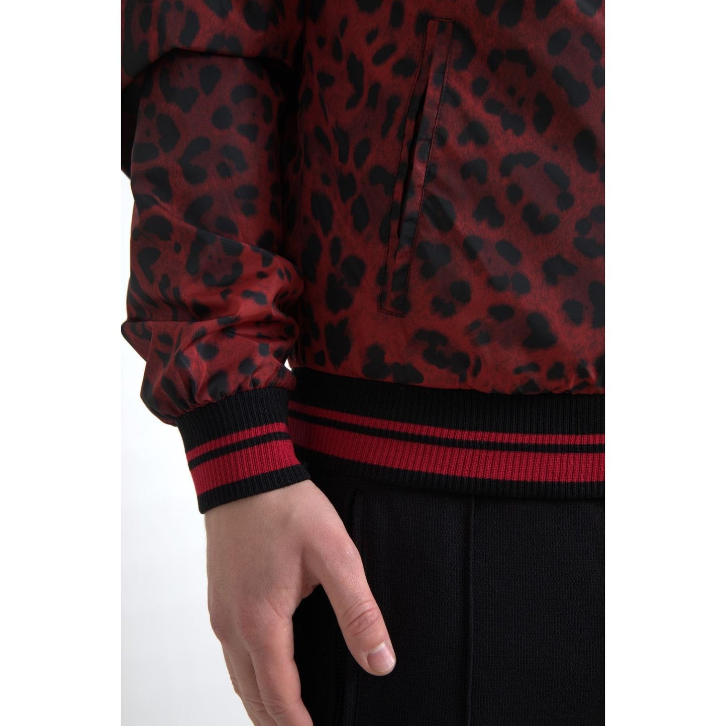 Red Leopard Print Bomber Jacket