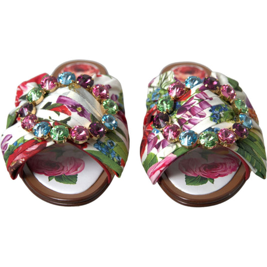 Exquisite Floral Print Flat Sandals