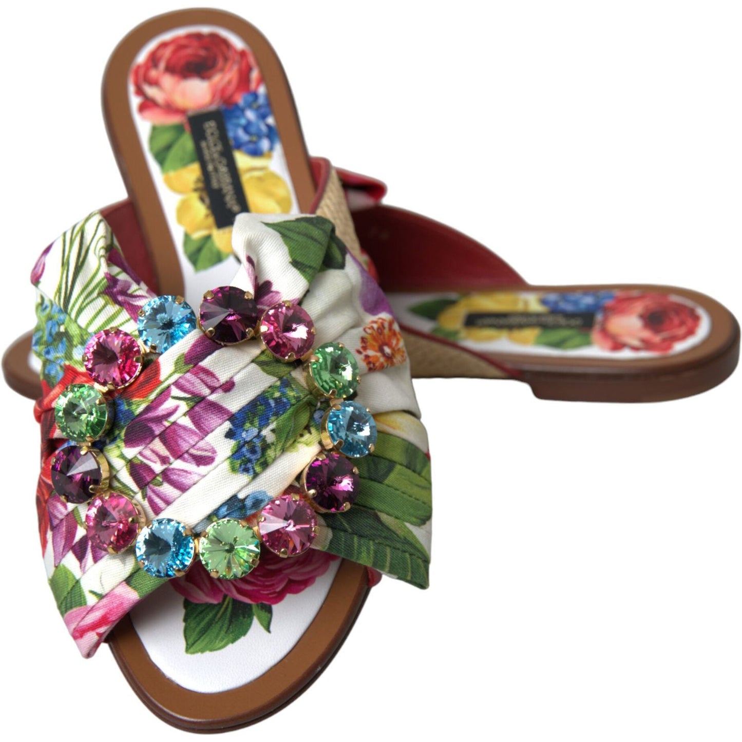 Exquisite Floral Print Flat Sandals