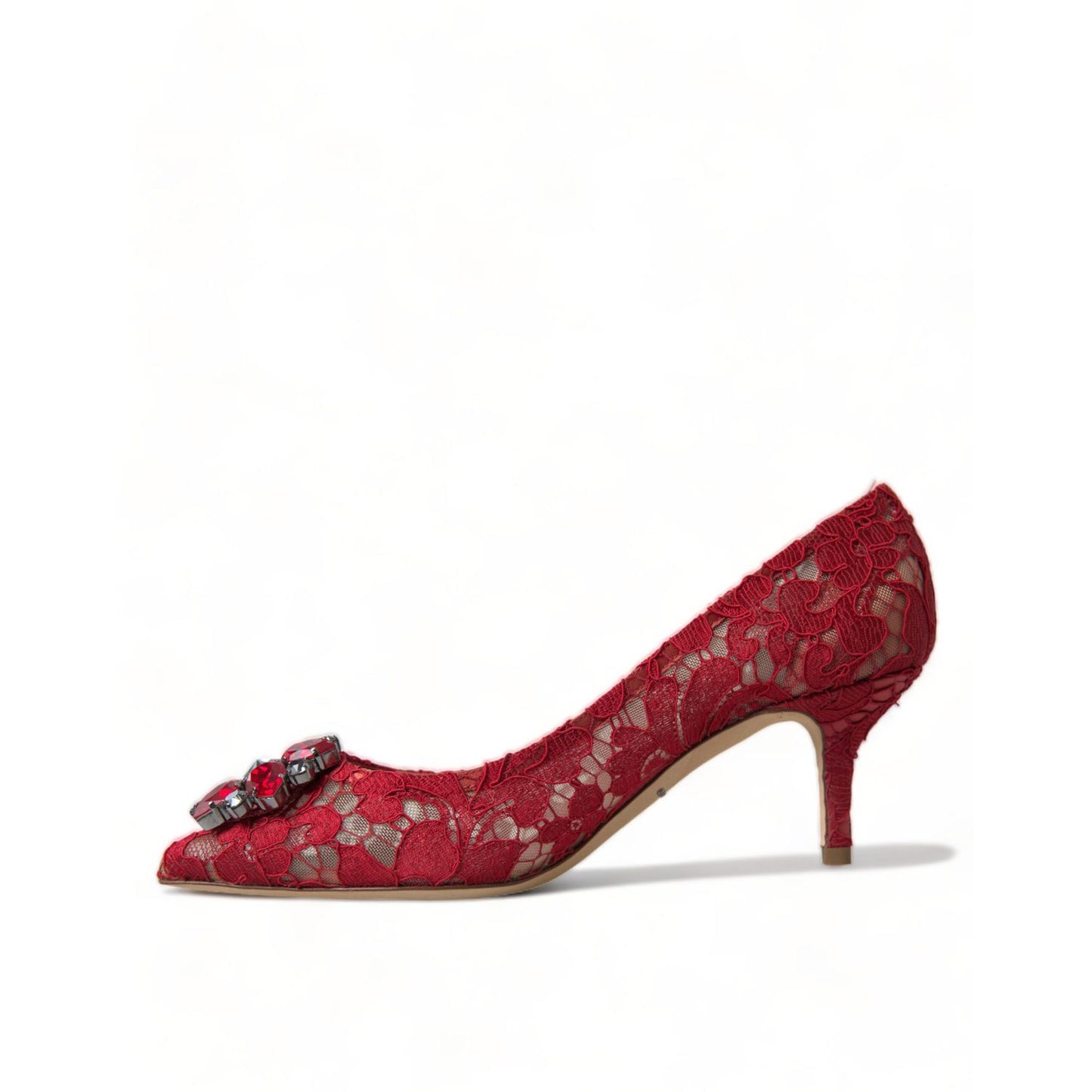Dolce & Gabbana Red Taormina Lace Crystal Heels Pumps Shoes
