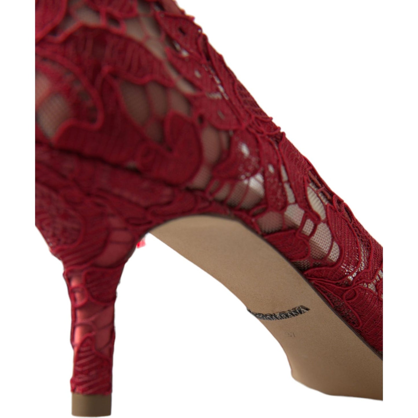 Radiant Red Lace Heels with Crystals