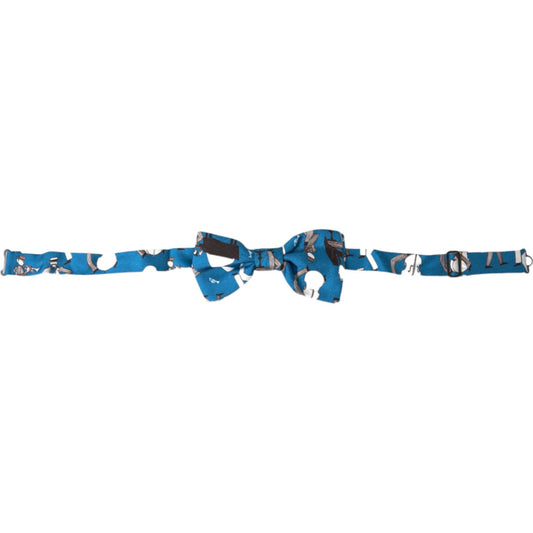 Dolce & Gabbana Blue Jazz Club Silk Adjustable Neck Papillon Bow Tie Dolce & Gabbana
