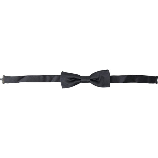 Dolce & Gabbana Dark Gray Silk Adjustable Neck Men Papillon Bow Tie Dolce & Gabbana