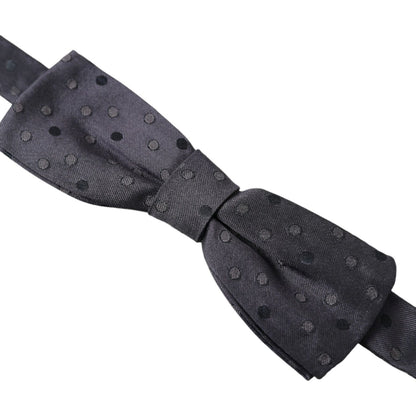 Dolce & Gabbana Blue Polka Dot Silk Adjustable Neck Men Papillon Bow Tie