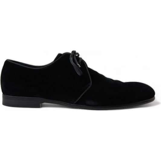 Elegant Black Velvet Derby Dress Shoes