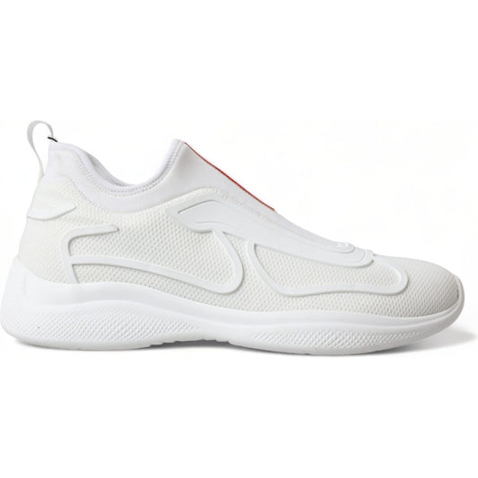 Prada Elevate Your Style with Sleek White Knit Sneakers Prada