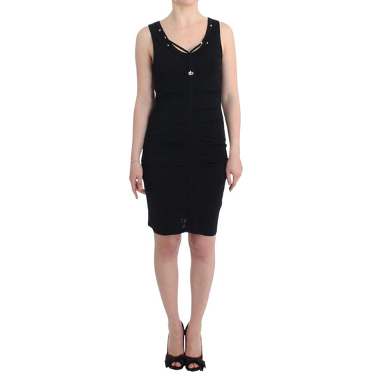 Elegant Black Sheath Knee-Length Dress