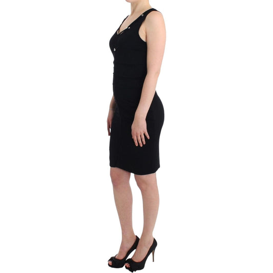 Elegant Black Sheath Knee-Length Dress