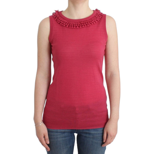 Elegant Pink Sleeveless Wool Knit Top