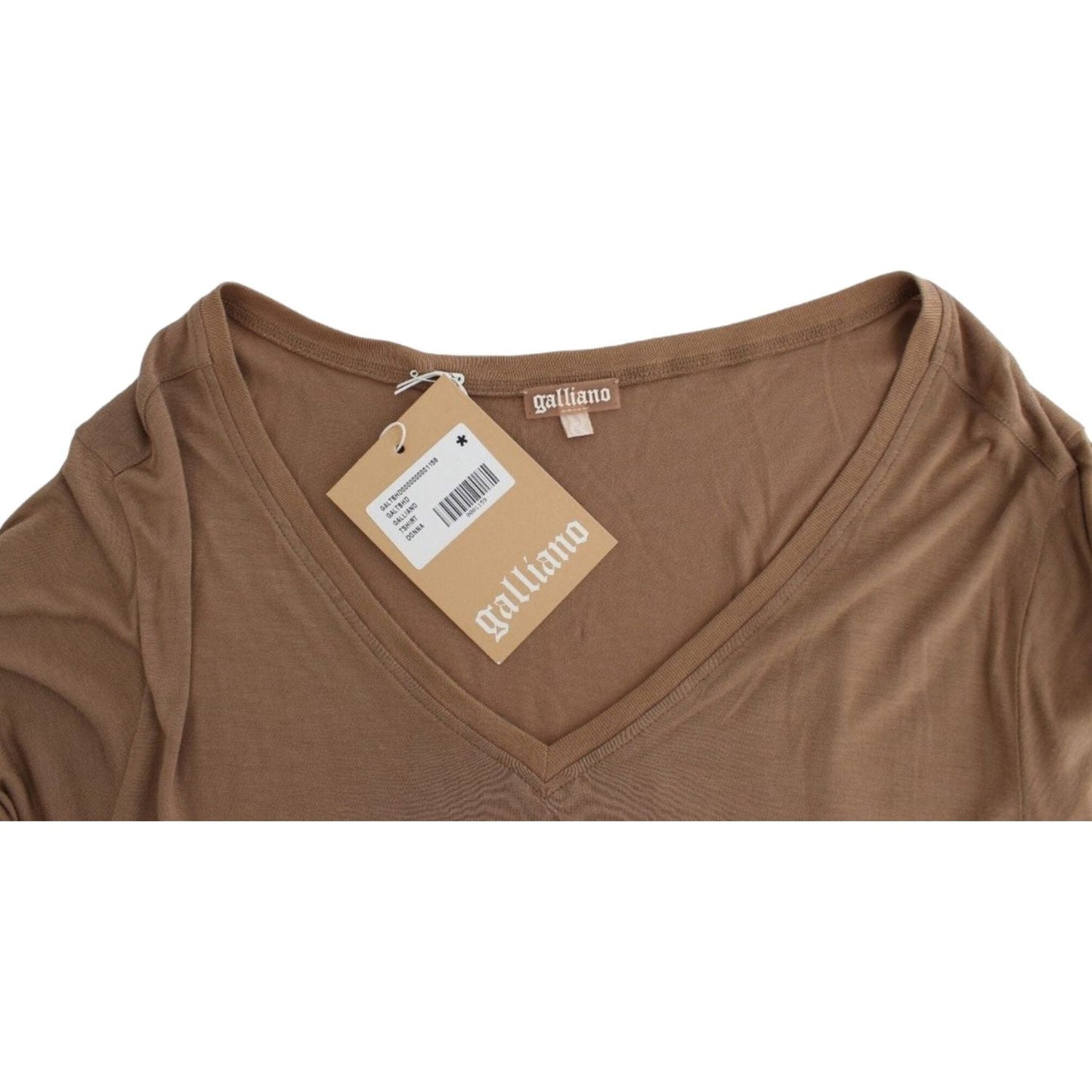 Elegant Short-Sleeved Brown Rayon Top