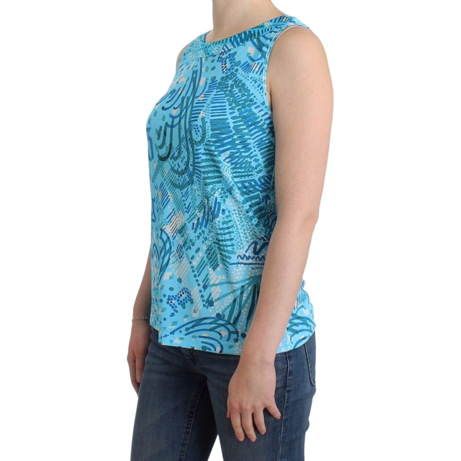 John Galliano Blue printed tank top